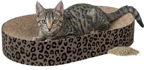 TRIXIE Klösbräda Leo tillverkad av kartong, 63 × 10 × 35 cm, klösleksak med kattmynta - 48035