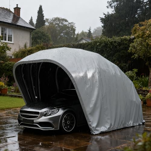 Heavy Duty Stainless Steel Carport,Upgraded Retractable Carport,Semi-Automatic Mobile Folding Garage for Outdoor,Anti-Snow Tent Car Cover for Outdoor