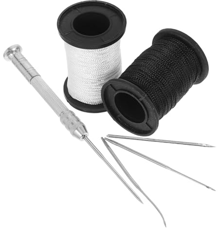 FOMIYES Punteruolo da Cucito in Lega di Alluminio Set di Aghi per Cucire Mano Strumenti per Riparare Tappezzeria Completo Fili per Cucito per Borse Libri e Vari