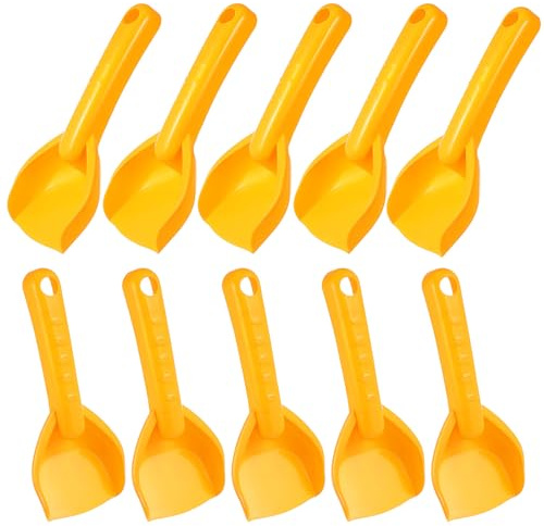 Garneck 10 Pcs Kids Beach Sand Shovels for Outdoor Play | Yellow, Plastic Mini Spades and Scoops for Sand Pit, Beach Toys and Party Favor, Summer