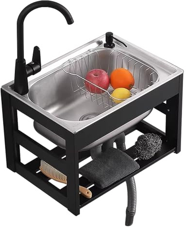 Grande Lavandino Indipendente For Lavanderia, Lavandino/Vasca For Lavanderia, Tubi For Acqua Calda/Fredda, Installazione A Parete, For Garage Ristorante Lavanderia(48x35x31cm)