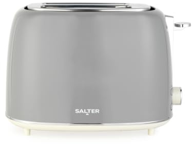 Salter Retro Toaster 2 Slice, Wide Slots, Grey | 6 Browning Levels, Defrost Reheat Cancel Functions, High Lift Eject, Self Centering, Removable Crumb Tray, 815 W