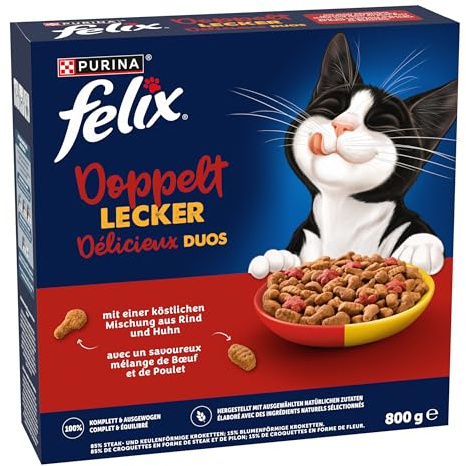 Felix Dubbel läckra kattmat torr med nötkött och kyckling och rik på rödbetor, förpackning med 6 (6 x 2 kg)