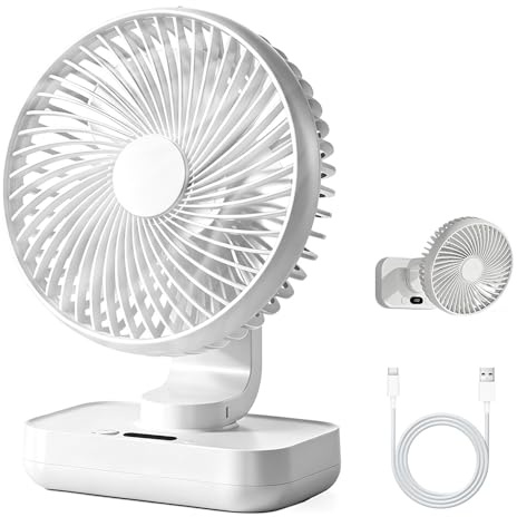Mineup Ventilatore Da Tavolo USB, Piccolo Ventilatore Oscillante, Ventilator Da Scrivania Portatile USB-C Ricaricabile, 4 Velocità, Display Digitale a LED, Per Viaggi, Camera Da Letto, Biblioteca
