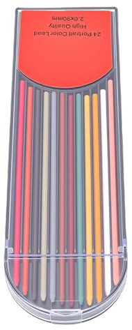 Zunate Recargas de Plomo de Color Grafito Vibrante de 2 Mm para Construcción Caja de Almacenamiento de Dibujo de Carpintería