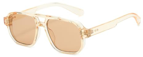 YAMEIZE Lunettes de soleil rectangulaires vintage pour homme et femme Style rétro Carré Double pont Protection UV400 Extérieur