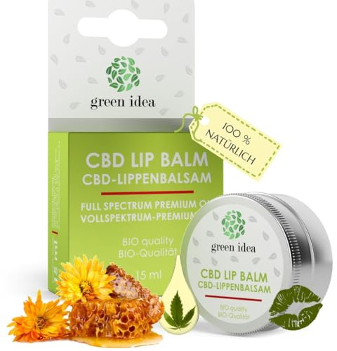 Green idea - CBD Lippenbalsam mit Bienenwachs, Hanföl, Sheabutter | für perfekt gepflegte und hydratisierte Lippen - natürliche Lippenpflege trockene spröde Lippen - ekzematöse Lippenhaut 15 ml