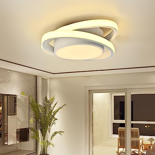 Deckenlampe, 32W LED Deckenleuchte, 3000K 3000LM Oval Design Deckenlampen Deckenbeleuchtung Lampen für Balkone Flurgarderobe Schlafzimmer Badezimmer Flur Keller Küche Gang Balkon (L27*W20cm) Weiß