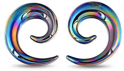 Longbeauty 1 Paar Glas Dehn Spirale Ohr Dehnstab Dehnungsstab Dehnschnecke Dehnsichel Piercing Tapers Expander Plug Tunnel Ohrstecker, Stil B, 10mm