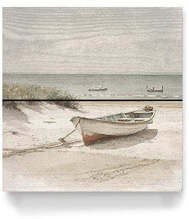 artboxONE Holzbild 20x20 cm Reise/Strand und Meer Ruderboot A von Künstler Riley B