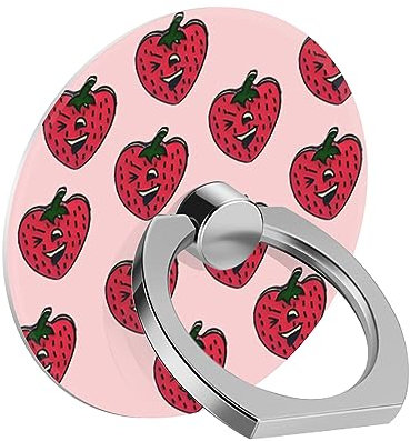 yicomon Cell Phone Ring Holder Grip, Strawberry Finger Ring Stand 360 Degree Rotation Universal Cell Phone Back Hand Grip Finger Ring Kickstand Compatible with iPhone, Samsung, LG, Sony