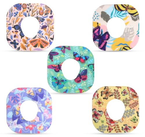 25 pz Cerotti per Sensore per Dexcom G7, Impermeabili Cerotti Adesivi Patch per Monitoraggio Della Glicemia Stampa a Farfalla Protezione Sensore Accessori Compatibile con Dexcom G7 (5 Stili)