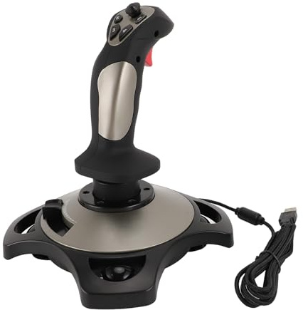 Jectse PC Flight Game Joystick, Kabelgebundener Flight Stick mit Vibrationsfunktion für PC Computer Laptop, Kompatibel mit 7 8 10 11, 4 Achsen 12 Tasten Beschleunigungsventil,