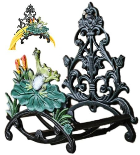 Lpitoy Soporte para Manguera De Jardín Soporte para Manguera De Agua De Hierro Fundido De Gran Capacidad Montado En Pared para Exterior, Soporte De Metal para Manguera De Riego De Jardín