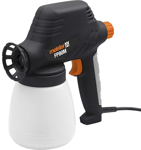 Meister Färgspruta 80 W, FP80M – 800 ml behållare – 140 bar – justerbar mängd färger – för lack, glasyr, dispersions- och latexfärg/färgspraysystem/färgsprutpistol med airless teknik/5460900