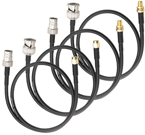 Boobrie Kit 4 Cavi SMA-BNC 50CM - BMR200 Coassiale 50Ω Low Loss 2025 - Cavo SMA maschio a BNC femmina - Per Antenne RF, Radio Ham, SDR, Intercom