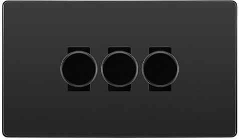 BG Evolve Black Chrome 3 Gang Custom Grid Dimmer Light Switch
