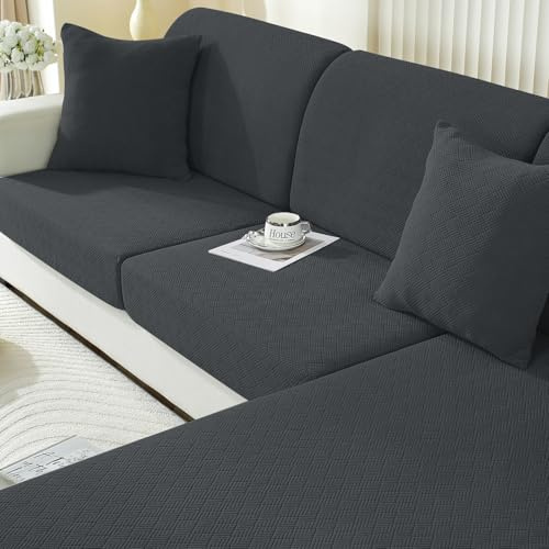Ystyle Sofa Sitzkissenbezug Stretch, Elastischer Sofa Sitzbezug rutschfest, Universal Kissenbezüge Waschbare, Sofakissen Bezug Wohnzimmer Sofa Überzug Sofaschoner (1 Sitzer*2, Dunkelgrau)