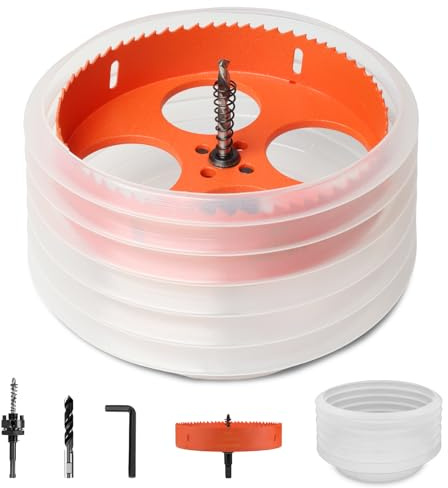 Storystore 6 inch Hole Saw for Recessed Lights with Dust Bowl Catcher | 6 Hole Saw Kit, Bi-Metal Hole Cutter for 6 LED Can Lighting, Wood, Drywall, Plastic & Metal, Less Mess