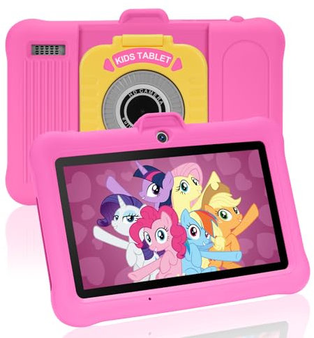 TABTIVI Tablet per bambini da 7 pollici, RAM 3+5, ROM 64 GB (TF CARD 128 GB),Android 13, Google Certificated, Kids Software Pre-Installed, rosa