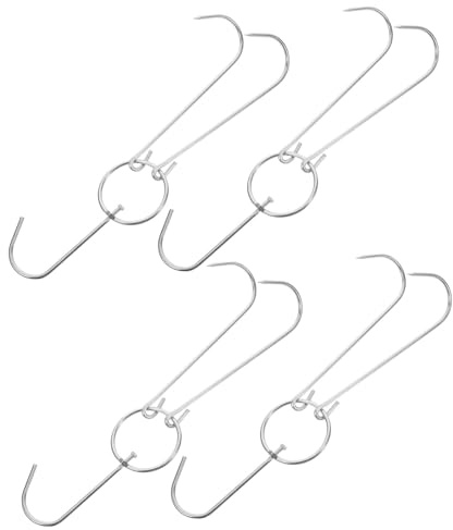 MAGICLULU 4pcs Stainless Steel Meat Hooks for Grilling BBQ Hooks for Poultry Hanging Professional Kitchen Gadget for Roasting Drying Smoking Meat
