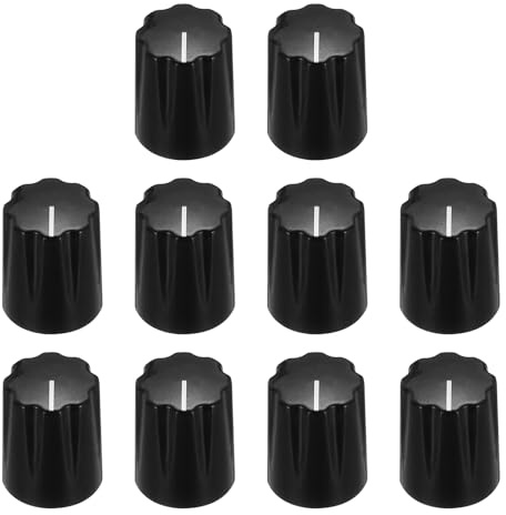 sourcing map 10pcs Black Guitar Effect Pedal Knob, 5/8 Plastic Insert Electric Guitar Knobs for Amplifier Guitar Bass Volume Control