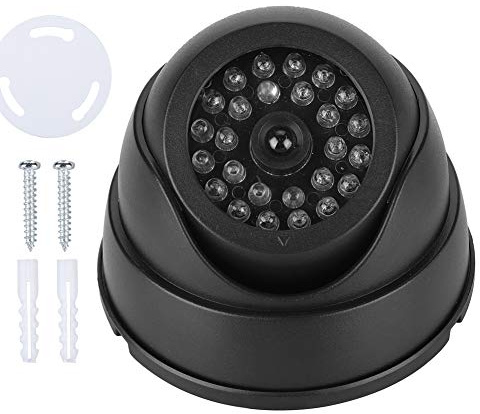 Kelawoly Säkerhetsdummy Kupolkamera med 30 IR-LEDs | Blinkande ljus vattentät för inomhus- och utomhusbruk