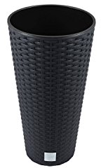 Rato Tubus rond pot de fleur 20 cm rotin osier style, en anthracite