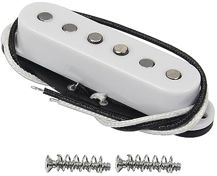 FLEOR Pastilla de bobina simple Pastillas ST Alnico 5 Pastillas de guitarra de mástil escalonadas para ST SQ Guitarra Eléctrica, Blanca
