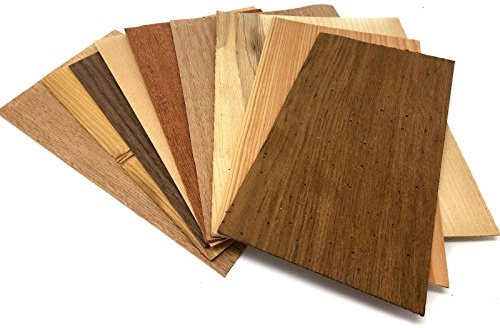 Furnier Set, 9 Starkfurniere in Eiche Lärche Mahagoni Nussbaum Buche Fichte Altholz und Eiche Antik. Holz Starkfurniere geeignet für Modellbau Intarsien als Bastelset für Handwerker und Bastler