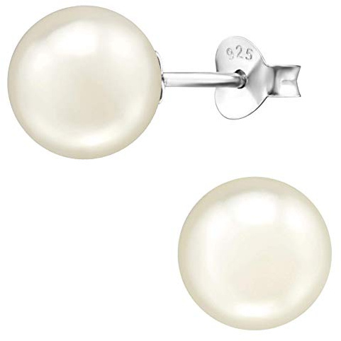 EYS JEWELRY Perlenohrringe Silber 925 für Damen - 8 mm - Perlen Ohrstecker Stecker