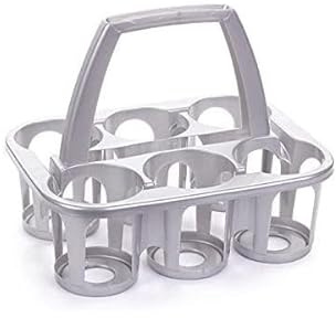 6 x Plastic Beer Garden Glass Collector Carrier Milk Bottle Holder 6 Bottle Holder (Silver)
