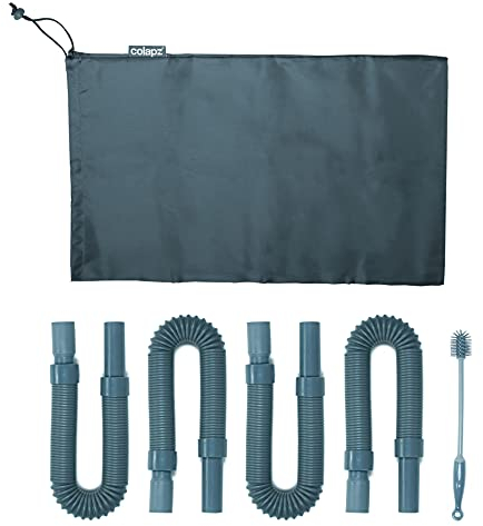 Colapz Caravan Accessories - Collapsible, Flexible & Extendable Waste Pipe System (4 X 1m Pipes, Carry Bag, Cleaning Brush). Caravan Wate Water Pipe Kit. Motorhome Accessories
