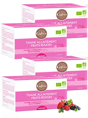 Tisane Allaitement 20 sachets FRUITS ROUGES Gifrer - Lot de 4 Boites de 20 sachets
