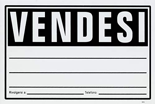 Cartello VENDESI Plastificato 30 x 20 Cm per visibilità Distanza. con Scritta Rivolgersi a. e Telefono. Bianco.