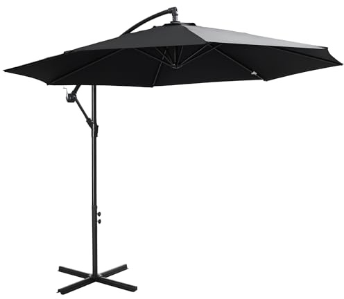 Outsunny Doppelsonnenschirm UV Schutz Handkurbel 455 x 265 cm Schwarz