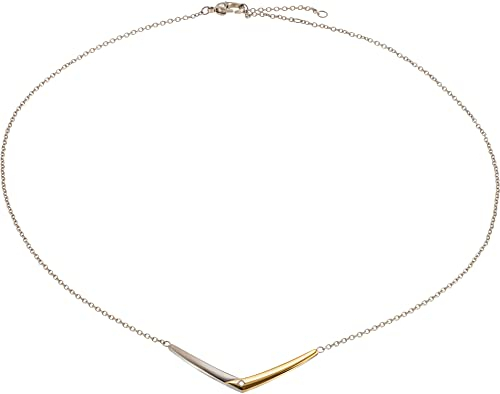 Boccia Damen Collier aus Titan in der Farbe Silber-Gold Poliert mit einem Diamant 0,02ct, Länge Variabel: 39,3cm + 41,8cm + 44,3cm, 08046-04