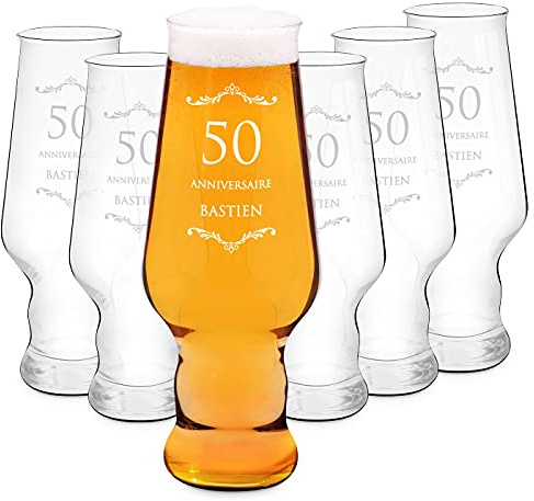 Maverton Ensemble de Chopes à Bière Personnalisées de 0,4 l – Verres de haute qualité avec gravure pour homme - Cadeau pour tous les amateurs de bière - Anniversaire