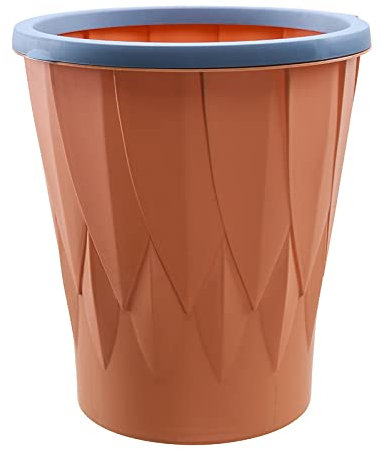 MARMODAY Poubelle ronde avec anneau de pression - Corbeille à papier - Sans couvercle - En plastique - Orange