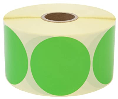 Prolac Markierungspunkte – 1000 Stück Bunte Klebepunkte auf Rolle,50x50 mm - Grün, Glue Dots, Selbstklebende, Runde Aufkleber perfekt für Kennzeichnung im Büro, Sticker rund