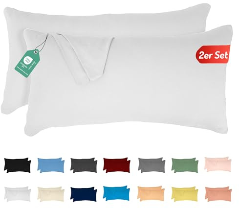 Livessa 2er Set Kissenbezug 40x60 cm -Verdeckter Reißverschluss an der Langen Seite, Kopfkissenbezug aus%100 Baumwolle Jersey Stoff, Ultra weich und atmungsaktiv, Oeko-Tex Zertifiziert