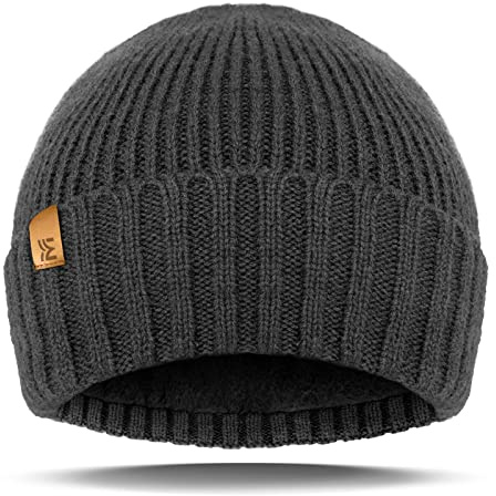 Migliore Wear ullmössa herr, vinter stickade mössor för kvinnor män, Thinsulate vindtät vintermössa, varm beanie mössa för unisex, GRÅ, one size