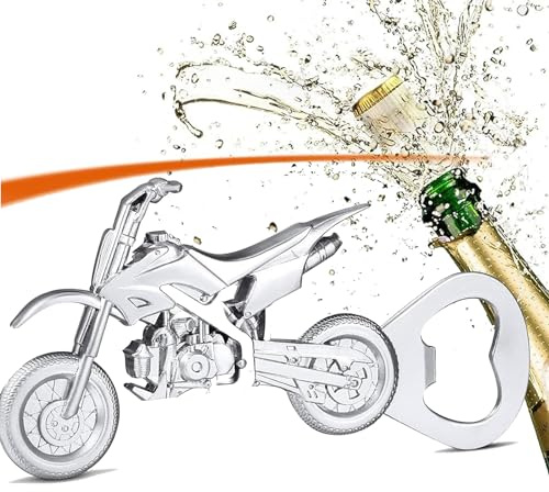 Bztzhm Apribottiglia Moto in Lega di Zinco - Apribottiglie per Birra, Vintage, in Metallo - per Feste da Bar in Casa - Argento