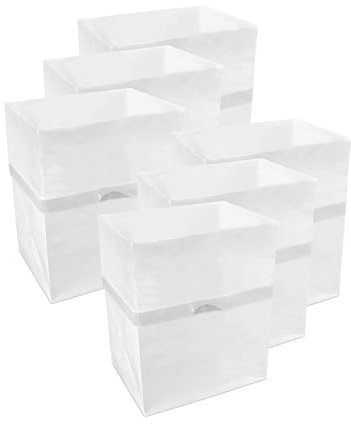 Clean Cubes 4 Gallon Disposable Pop-Up Trash Cans (6-Pack) with Fitted Bags – Foldable Garbage & Recycling Bins for Parties, Events & Kitchen (White, 12 H x 10 W x 8 D)