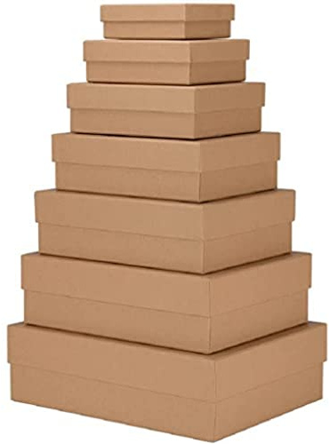 Rössler - Boxline Geschenkboxen 7er Set mit Deckel Kraft | Dekorative Kartonagen mit Deckel für Geschenke, Präsentationen und kreative Verpackungen