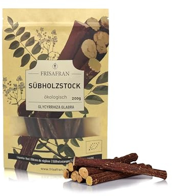FRISAFRAN | Bio süßholzwurzel stangen | licorice | Trockene Lakritzstange Süßholzstangen | 200g | Lakritz | Lakritz Salzig | süßholz | Lakritze Geschenkset | süßholz zum kauen | Lakritze Ohne Zucker