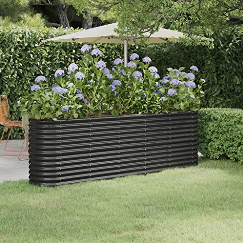 WIFESE Jardinière Acier Enduit Poudre 224x40x68cm Anthracite Jardinière Exterieur Grande Taille Balcon Potager Bacs à Fleurs
