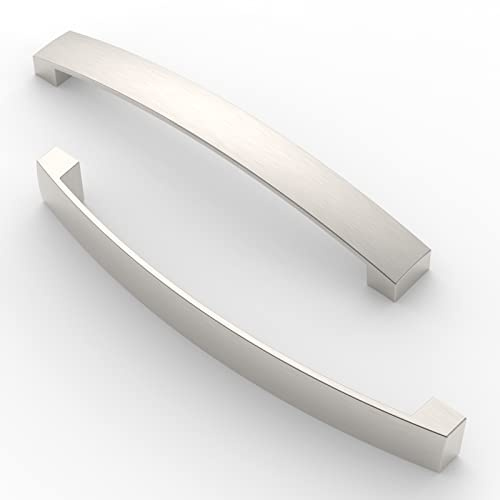 FURNIWARE 5 Pack Brushed Nickel Cabinet Handles 160mm(6.3)Hole Center, A02 | Modern Handles for Kitchen Cupboards, Chest of Drawers, Bathroom Vanities, & Wardrobe Doors, Home Renovation & DIY Projects