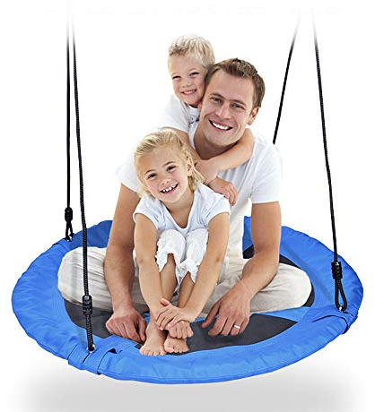 Nestschaukel, Schaukel für den Außenbereich, Kinderschaukel, Durchmesser 100 cm, zum Aufhängen, verstellbar, Höhe verstellbar 85 – 150 cm, kein Verblassen (Blau Schwarz)