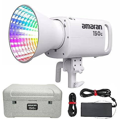 Aputure Amaran 150c COB Video Light,RGBWW 150W,2,500K to 7,500K CCT with G/M Adjustment,15,610 lux @ 1m with Hyper Reflector,APP Control (White)